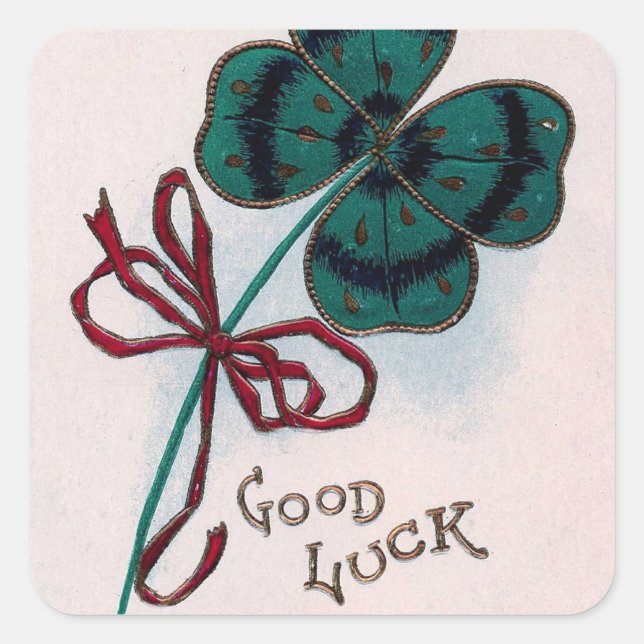 Good Luck 4-Leaf Clover - Pegatina (Anverso)