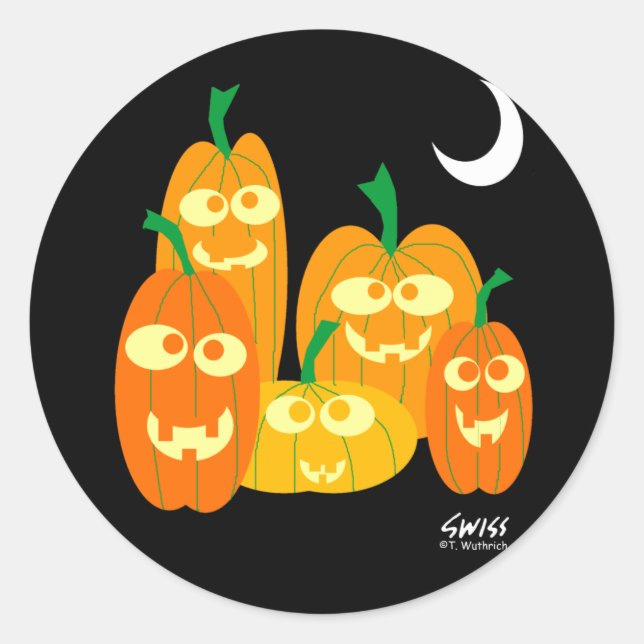 Goofy Grinning Halloween Pumpkins Sellos para sobr (Anverso)