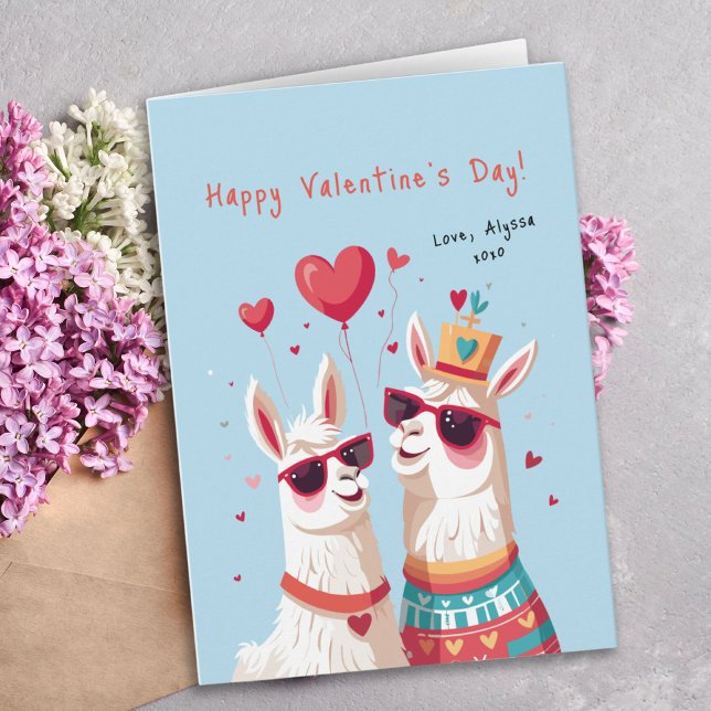 Goofy Llama Pun Pareja Funny Tarjeta El día de San (Goofy Llama Pun Couple Funny Valentine's Day Card)