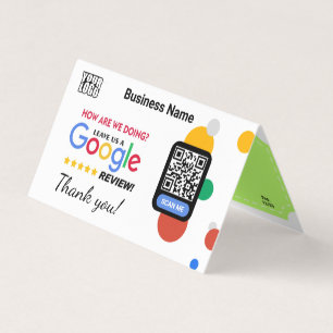 Google Review tarjeta de presentación doblada con
