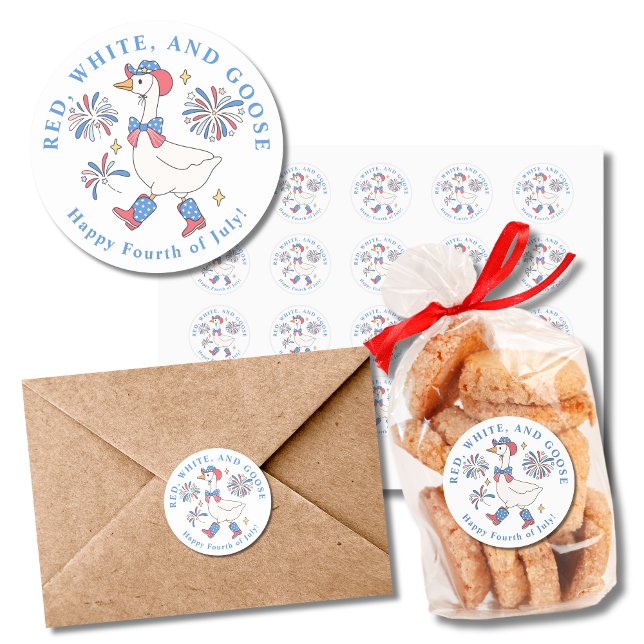 Goose Cuarto de julio Personalizado Pegatina de re (Super cute sticker labels are great for sending mail or adding an extra touch to party favors.)