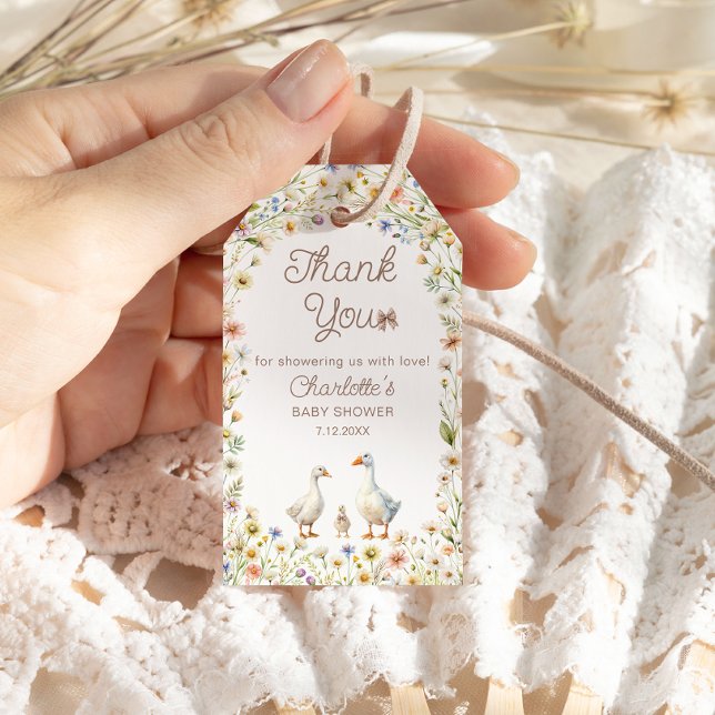 Goose Wildflower Baby Shower Gracias etiqueta de r (Subido por el creador)