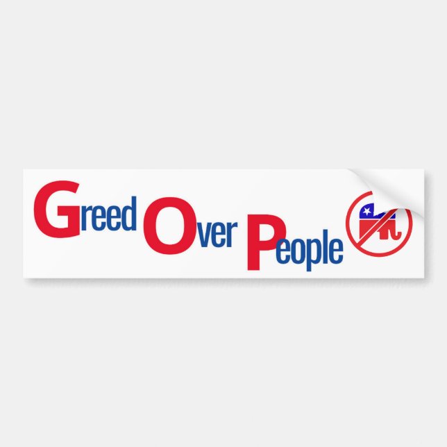 GOP = Avaricia sobre la gente - Pegatina de parach (Frente)