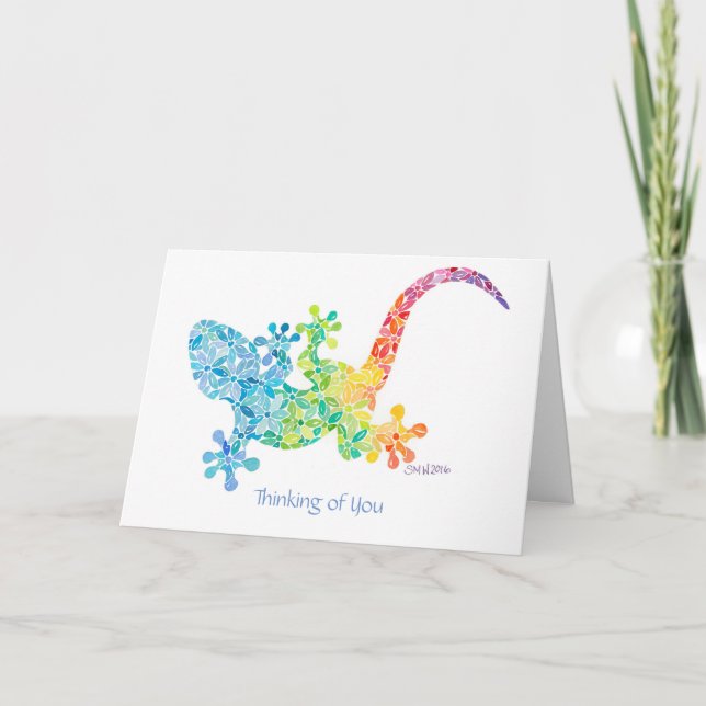 Gordie la tarjeta de felicitación Gecko de Sue Wei (Anverso)