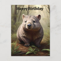 Gordo Wombat Australiano Marrón, Tarjeta de Cumple