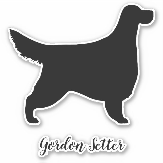 Gordon Setter Silhouette Dog Raza Vinyl Pegatina (Anverso)