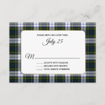 Gordon Vestido Tartan Plaid Wedding Tarjeta RSVP