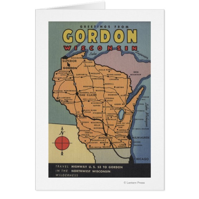 Gordon, Wisconsin - Escenas de letras grandes (Frente)