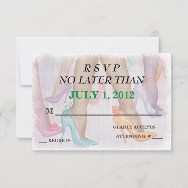 GORGEOUS HI HEELS PERSONALIZABLE TARJETAS RSVP (Anverso)