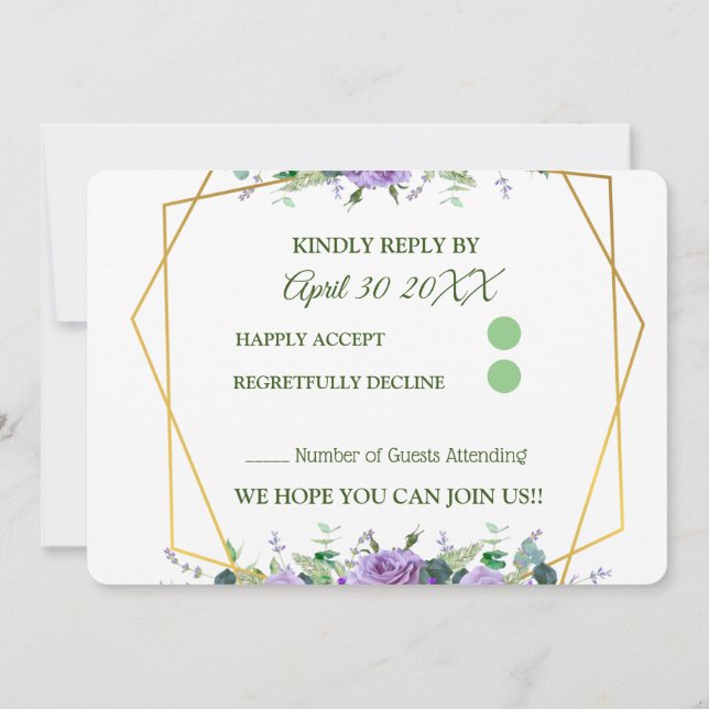 Gorgoous Lilac Vineyard Wedding RSVP (Reverso)