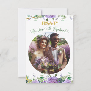 Gorgoous Lilac Vineyard Wedding Tarjeta RSVP