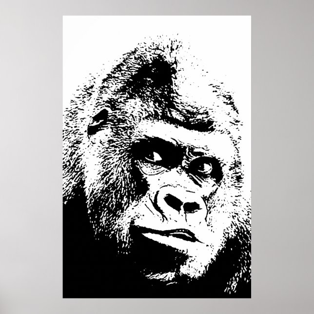 Gorila blanco negro del arte pop (Frente)