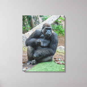 Gorila en la impresión de lienzos con vistas al zo