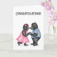 Gorilas en compromiso de amor o tarjeta de boda