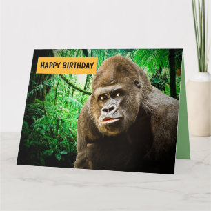 GORILLA BIRTHDAY divertido para él gran tarjeta de