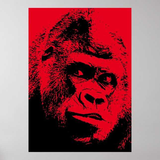 Gorilla de arte pop negro rojo (Frente)
