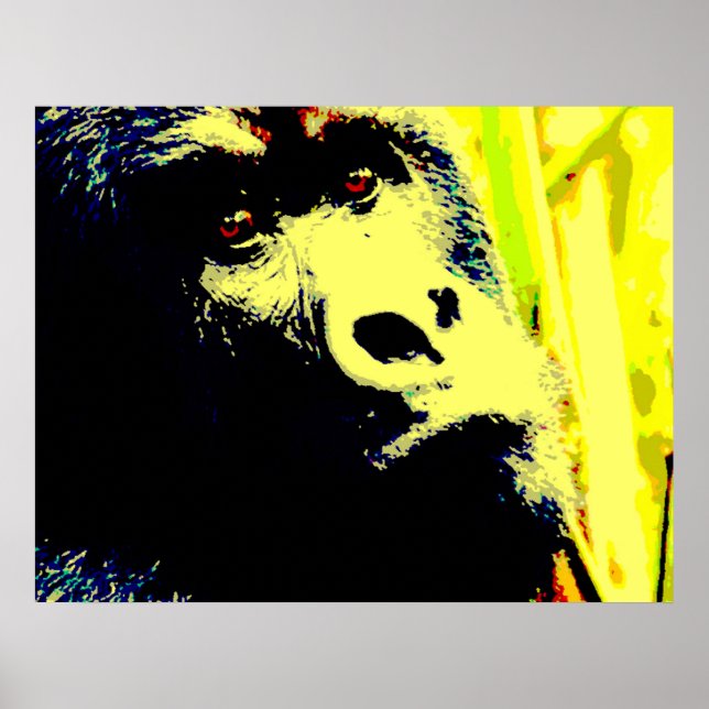 Gorilla Face Pop Art Poster Print. Gorilla Posters (Frente)