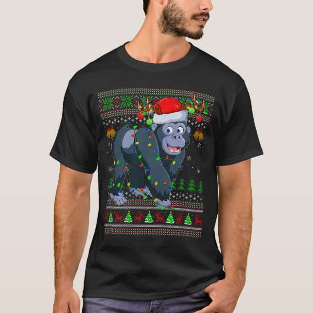 Gorilla Ugly Christmas Sweaters Holiday Santa Cute (Anverso)
