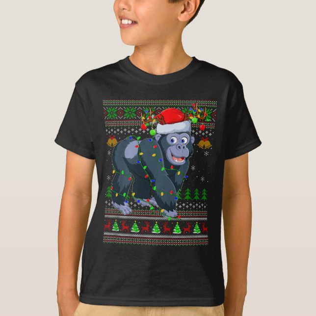 Gorilla Ugly Christmas Sweaters Holiday Santa Cute (Anverso)