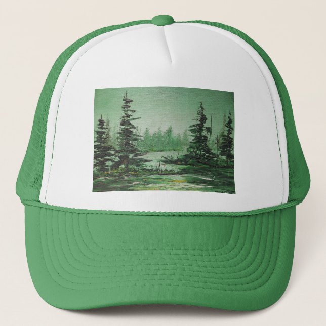 Gorra Ann Hayes pintando bosque verde (Anverso)