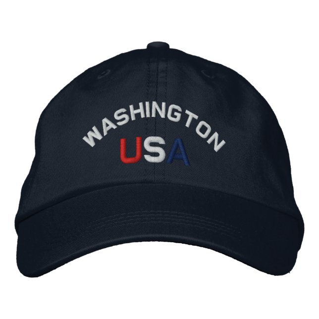 Gorra azul de la marina bordada en Washington USA (Anverso)