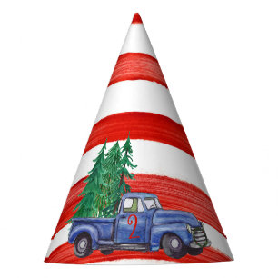 Gorra azul del camión - raya roja - edad Editable