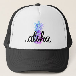 Gorra azul del camionero de la piña de la hawaiana