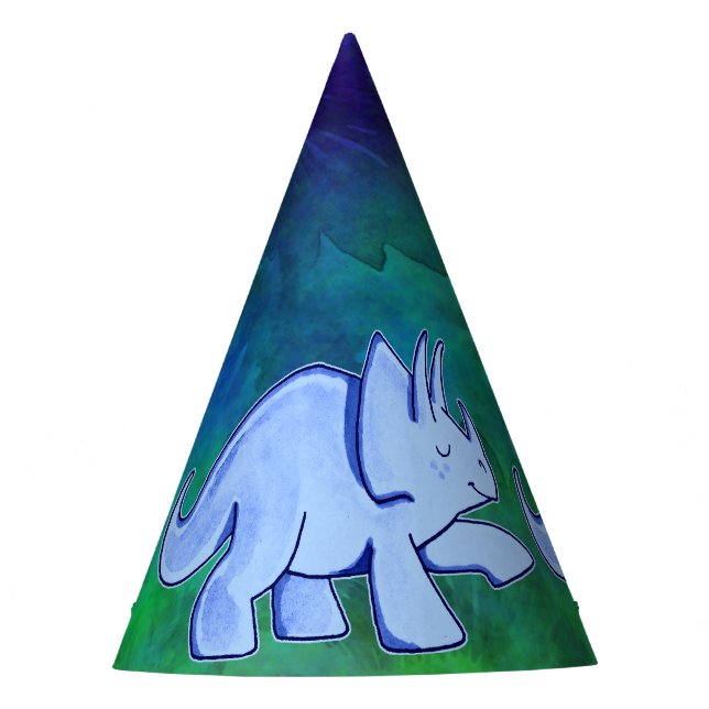 Gorra azul del fiesta del papel del Triceratops (Anverso)