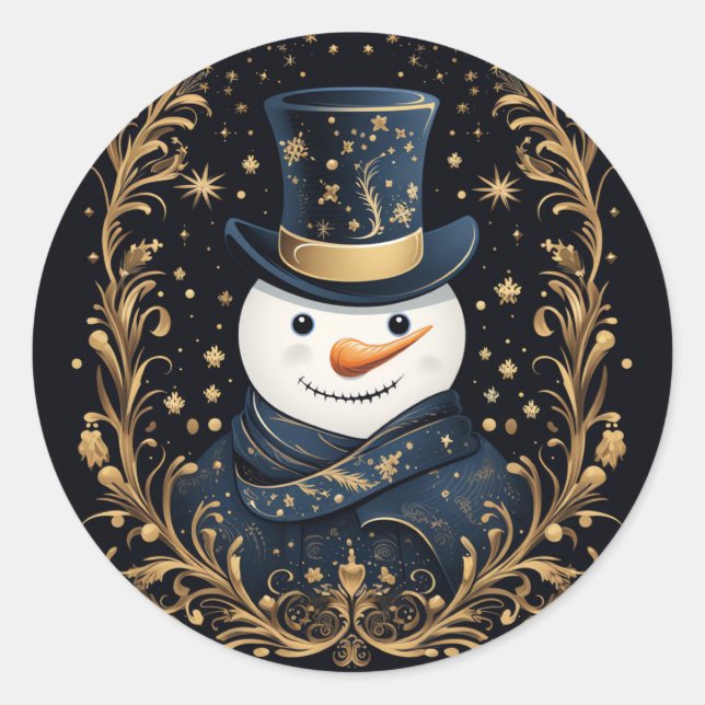 Gorra azul Snowman Gold Pegatina decorativo (Anverso)