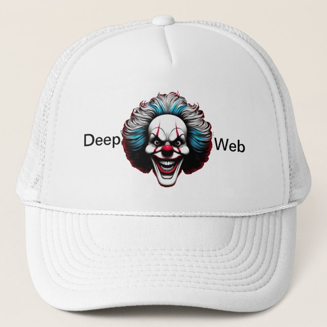 Gorra blanca con logo y texto Deep Web (Anverso)