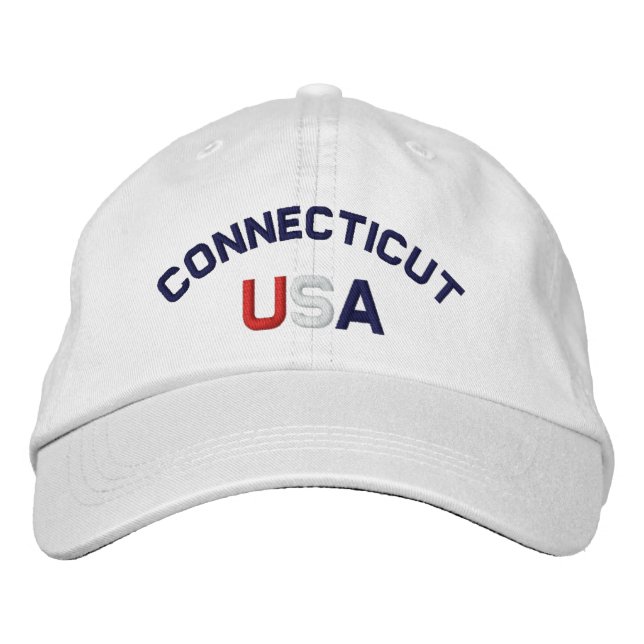 Gorra blanco bordado de Connecticut EE.UU. (Anverso)