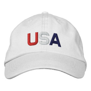 GORRA blanco bordado en azul rojo de Estados Unido