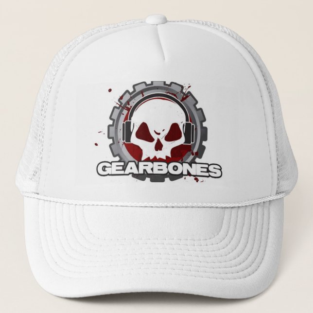 Gorra blanco del camionero de GearBones (Anverso)