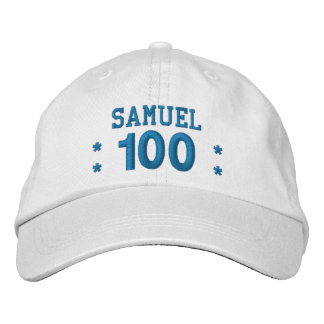 Gorra Bordada 100 Nombre personalizado de cumpleaños Bordado AZU