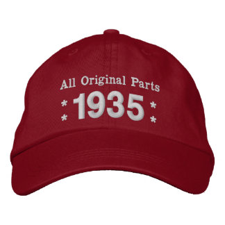 Gorra Bordada 1935 o Cualquier año 80 cumpleaños A02B rojo y bla