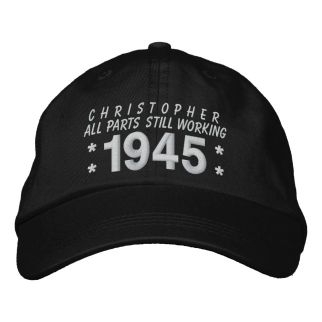 Gorra Bordada 1945 o cualquier año 70 cumpleaños A5 en blanco y  (Anverso)