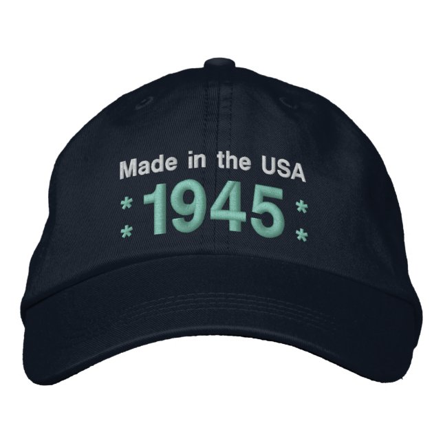 Gorra Bordada 1945 o cualquier año 70 cumpleaños A6 NEGRO y VERD (Anverso)