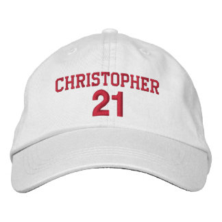 Gorra Bordada 21 Nombre personalizado de cumpleaños Bordado rojo