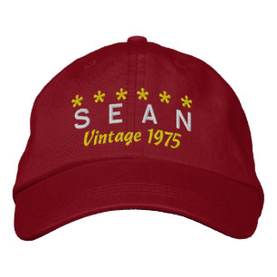 Gorra Bordada 40.ª Vintage de cumpleaños 1975 Seis estrellas V07