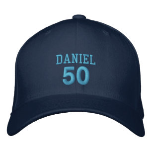 Gorra Bordada 50 Nacimiento Nombre personalizado Bordado AZUL V0