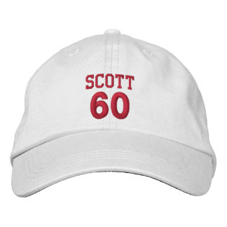 Gorra Bordada 60 Nacimiento Nombre Personalizado Bordado Rojo V1