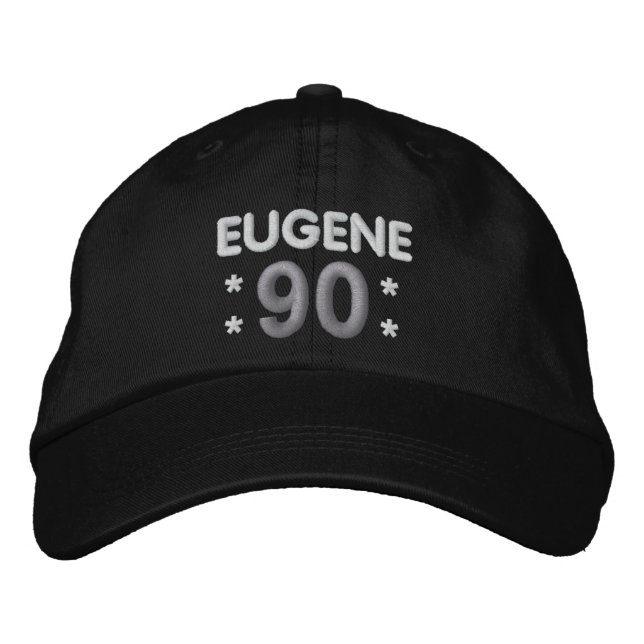 Gorra Bordada 90.º Nacimiento Nombre personalizado BLANCO NEGRO  (Anverso)