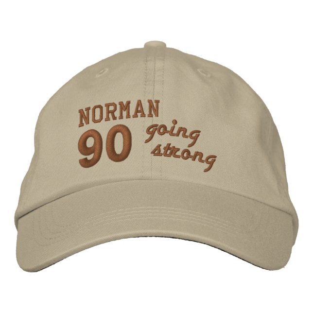 Gorra Bordada 90 Cumpleaños con fuerte PIEDRA y PENNY V01F4 (Anverso)