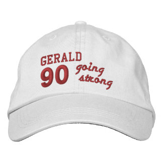 Gorra Bordada 90 cumpleaños con fuerza BLANCO y RED V01F5