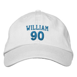 Gorra Bordada 90 Cumpleaños Nombre Personalizado Bordado AZUL V0