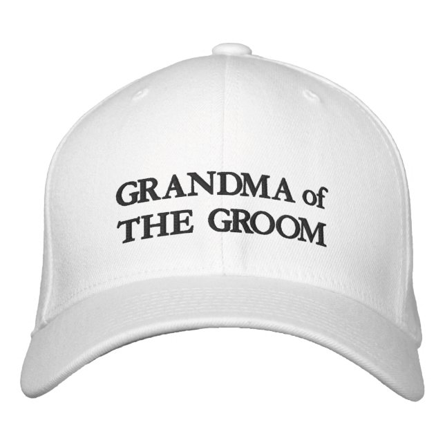 Gorra Bordada Abuela del boda de moda blanco y negro de Groom (Anverso)