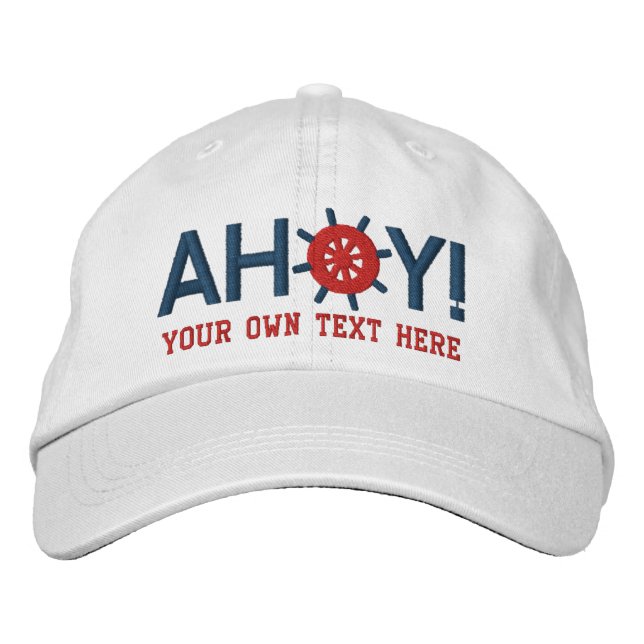 Gorra Bordada Ahoy Ships Wheel Captains Personalizado (Anverso)