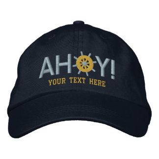 Gorra Bordada Ahoy Ships Wheel Captains Personalizado