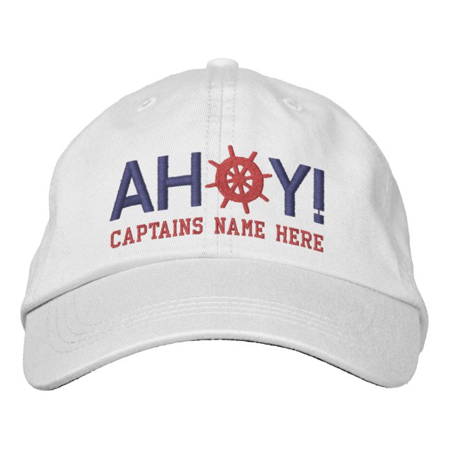 Gorra Bordada Ahoy Ships Wheel Captains Personalized (Anverso)