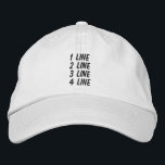 Gorra Bordada Ajustables personalizada lo hacen usted mismo<br><div class="desc">Cree su propio gorra ajustable. ¡Utilice la herramienta de diseño para cargar su arte,  diseños,  o imagen para crear el que está de un gorra ajustable bueno! Usted puede también añadir el texto. cree sus propios casquillos únicos de Ricaso</div>